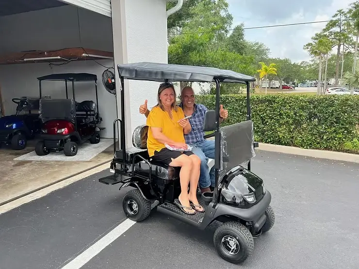 Costumer on a cricket cart