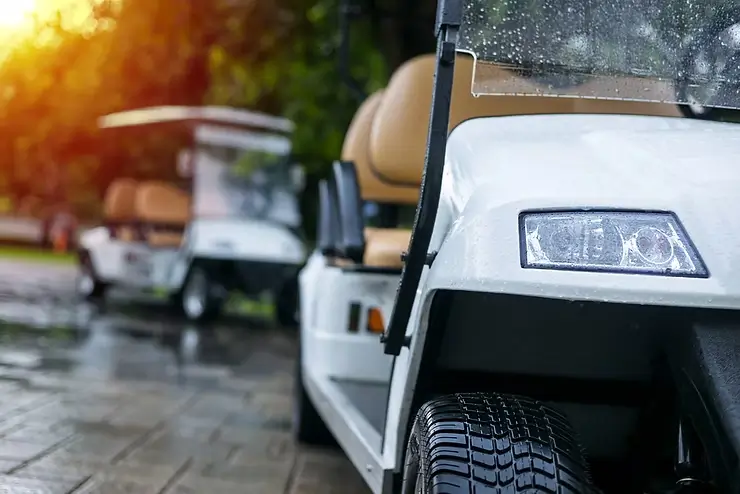 White cricket cart upclose