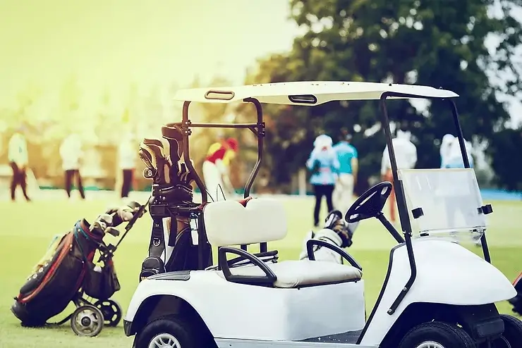 Golf cart on a golf field