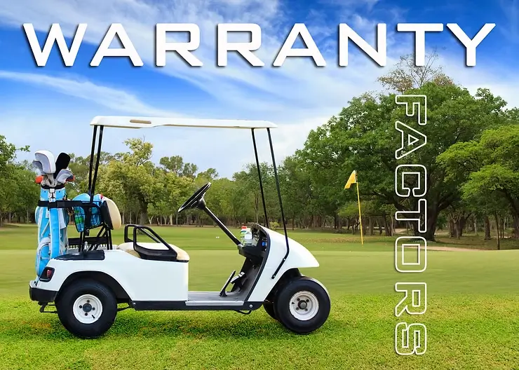 Cricket cart with text warranty on top
